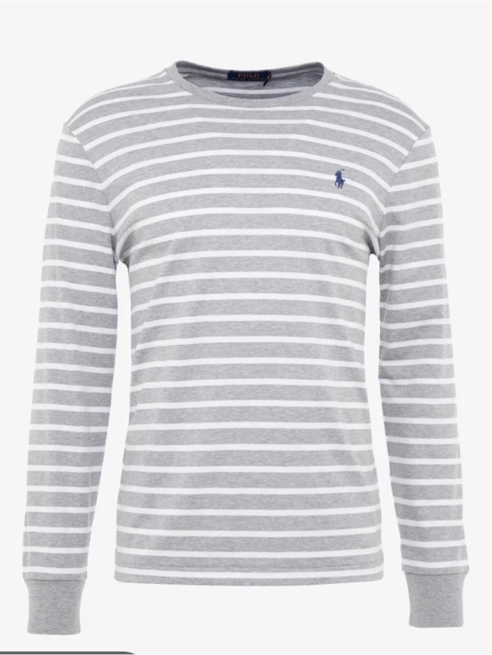Polo Ralph Lauren gray and white striped crewneck thermal NWOT small